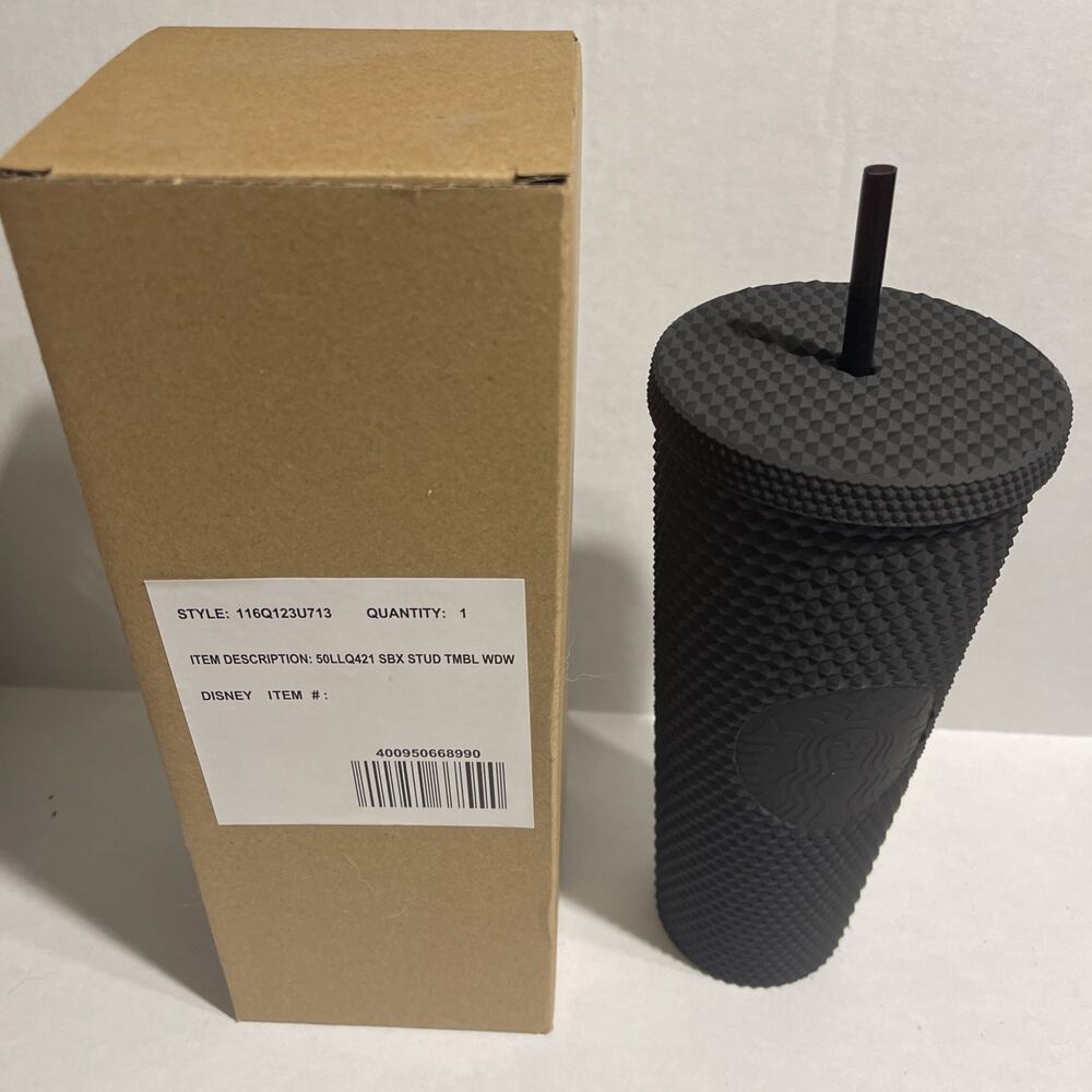 STARBUCKS DISNEY WORLD 50th Anniversary Matte Black Geometric Tumbler NIB‎